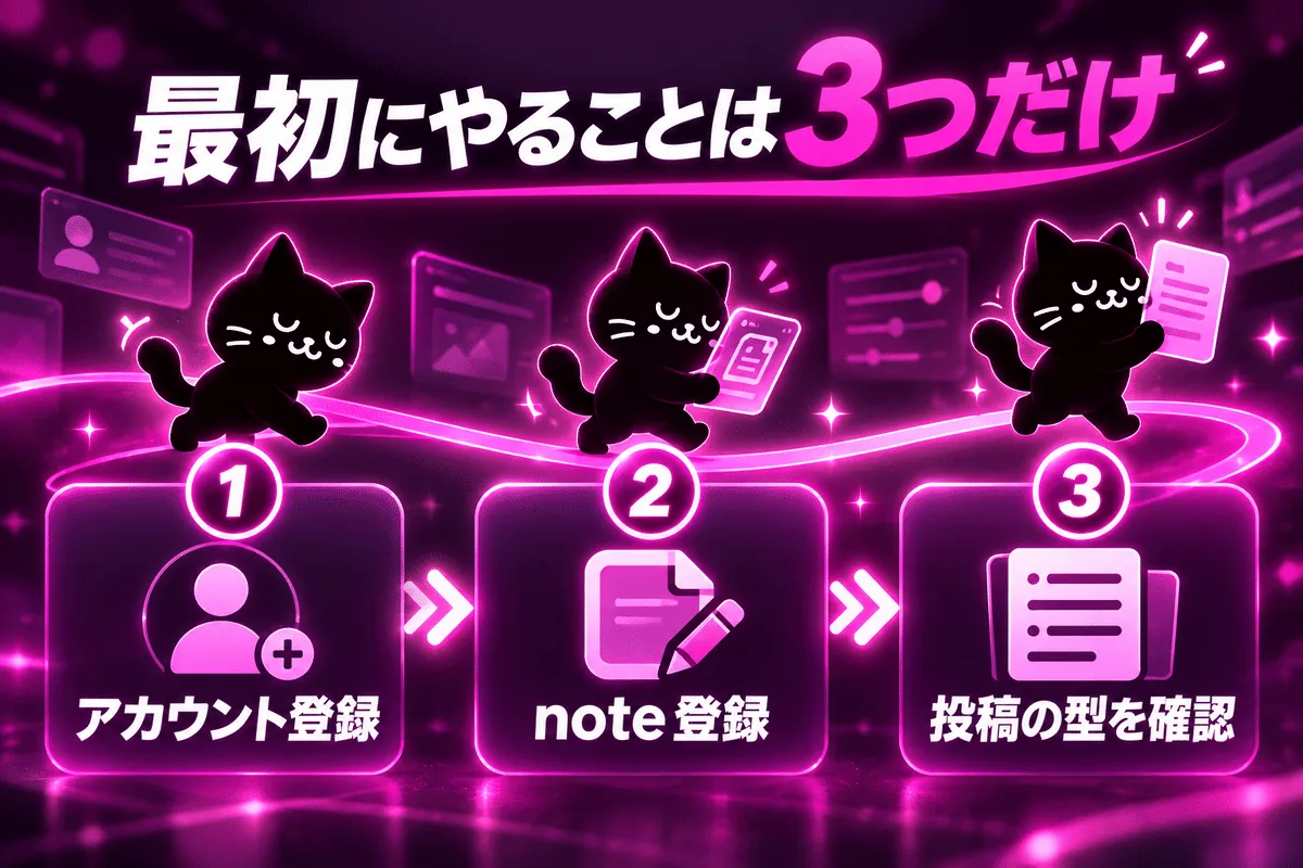 最初にやること3つの画面